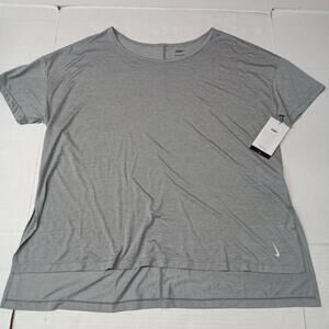 Nike Women's Short-Sleeve Yoga Top Gray CT0538-073 Plus Size 1X NWOT